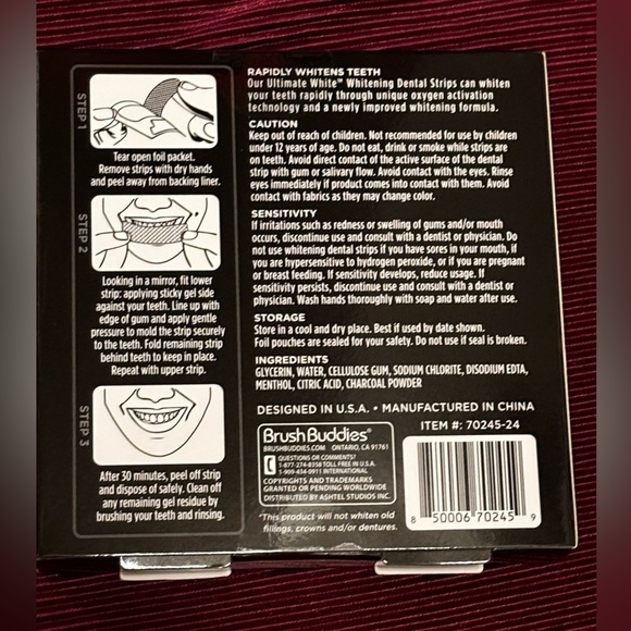 2 x Ultimate White Whitening Dental Strip Infused with Charcoal 6 Strips NWT - Picture 6 of 10